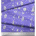 thumbnail image 3 of Soimoi Purple Cotton Voile Fabric Yacht & Direction Compass Nautical Decor Fabric Printed Yard 42 Inch Wide, 3 of 3