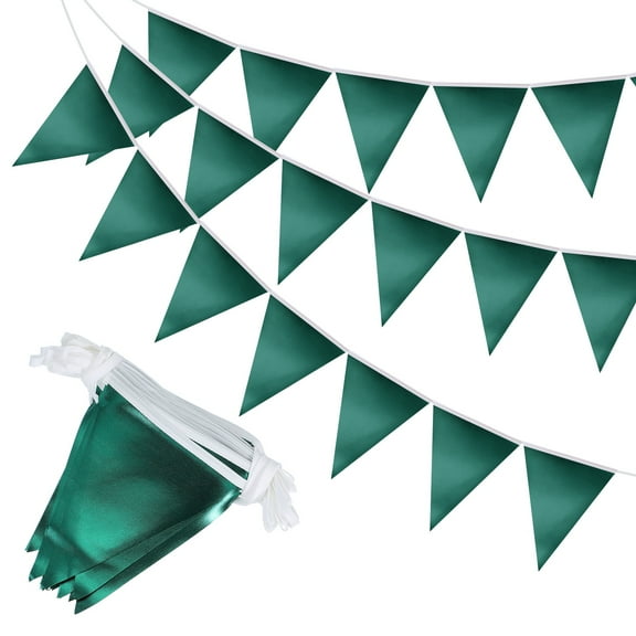 Uxcell Pennant Banner Flags, Colorful Triangle Banners Party Banner Bunting Garland String Green