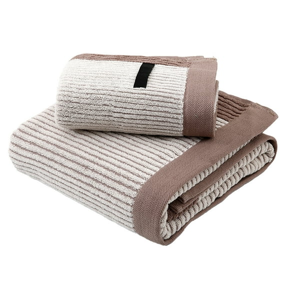 chaungfeng Thickened Cotton Bath Towels Set of 2,Striped Soft Absorbent Quick Dry Shower Towel Large Bathroom Towels for Both Decoration and Daily Usage