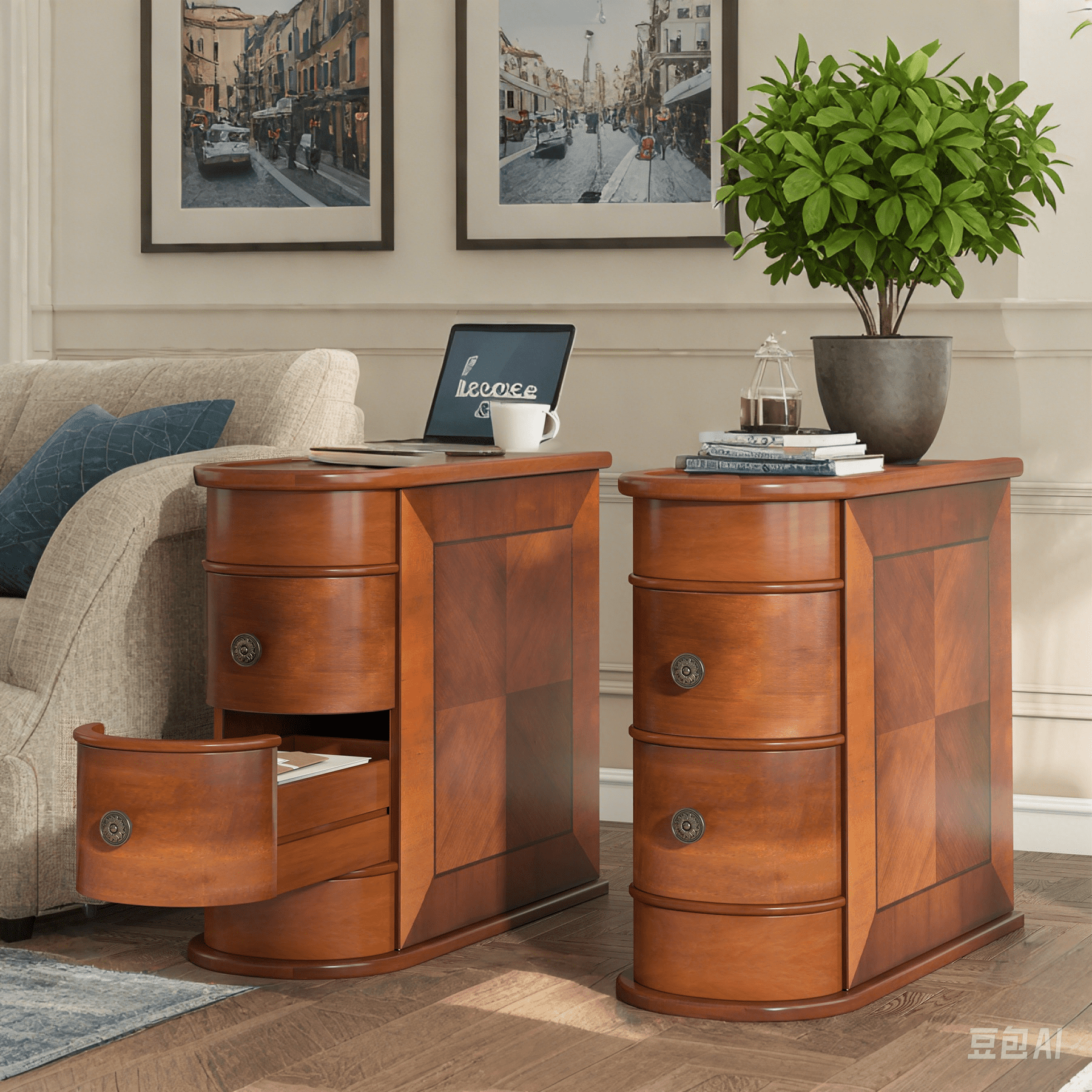MAYEERTY 23.6" Vintage Narrow Side Table, Waterproof Easy Clean Table for Home Office