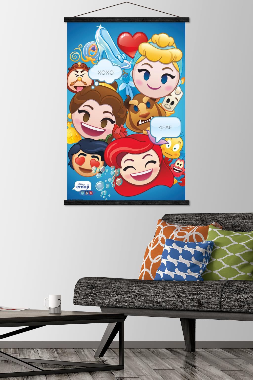 Disney Emoji - Disney Princess Wall Poster with Wooden Magnetic Frame, 22.375" x 34"