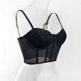 thumbnail image 5 of Women's Rhinestone Corset Top Sexy Mesh Bustier, Underwire Push Up Boned Crop Tank, Sheer Sequin Party Clubwear, Adjustable Strap Camisole, 5 of 7