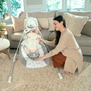 Ingenuity InLighten Baby Swing, 5-Speed, Swivel Infant Seat, Nature Sounds, Lights - Pink, Nally