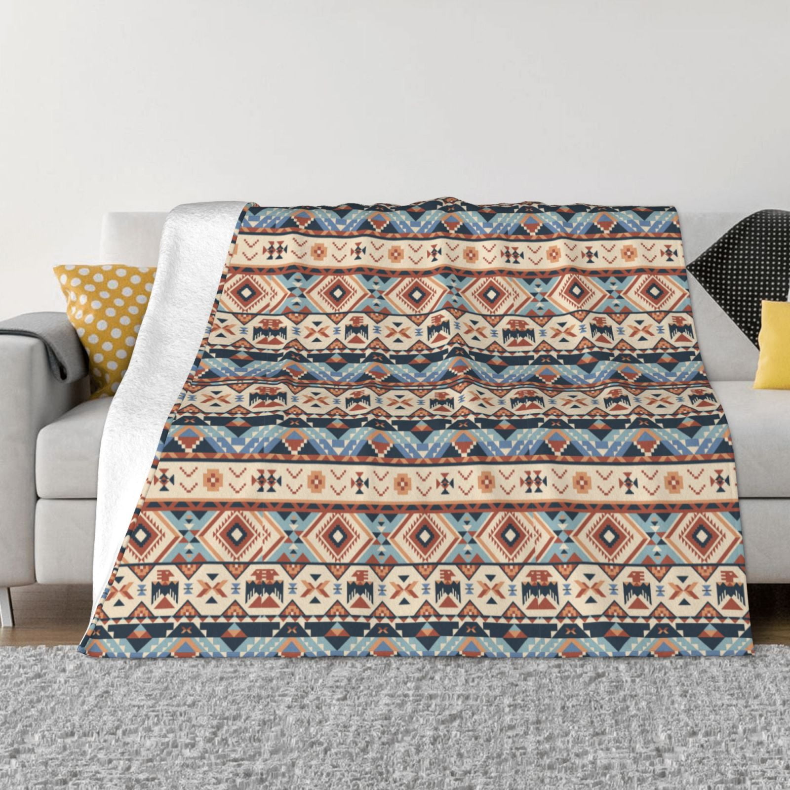 XMXT Throw Blanket, Vintage Aztec Bohemian Print Machine Washable
