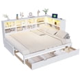 thumbnail image 2 of Noble House Corvella Twin XL to King Expandable Daybed with Storage Drawers, Open Shelves, LED and USB, White, 2 of 8