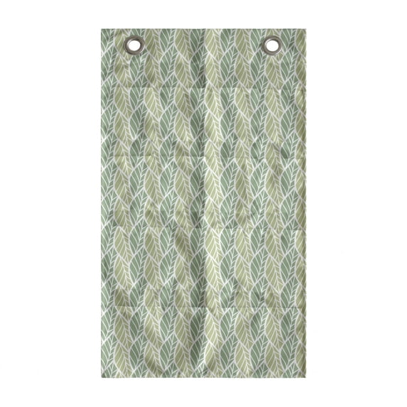 Leaf Hanging Pocket Organizer, Nature Themed Pattern of Jungle Leaves Illustrated in Pastel Tones Concept, Printed Polyester Storage Bag with Pockets, 21" x 31", Peacock Green
