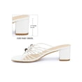 thumbnail image 2 of BLISSFUL STEP Bead Chunky Heels Slip on Slide Sandals for Women White (Size 6), 2 of 7