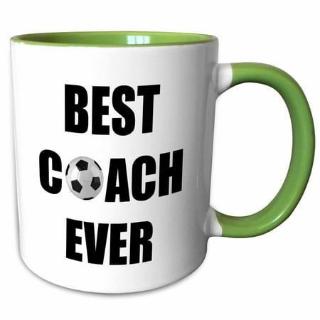 3dRose Best Soccer Coach Ever - Two Tone Green Mug, (Best Soccer Coaching Videos)