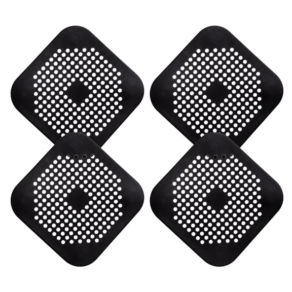 Uxcell 4packs Shower Drain Hair Catcher Square Drain Strainer for Shower, Black
