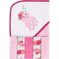 thumbnail image 1 of Luvable Friends Unisex Baby Hooded Towel with Five Washcloths, Tropical Octopus, One Size, 1 of 3