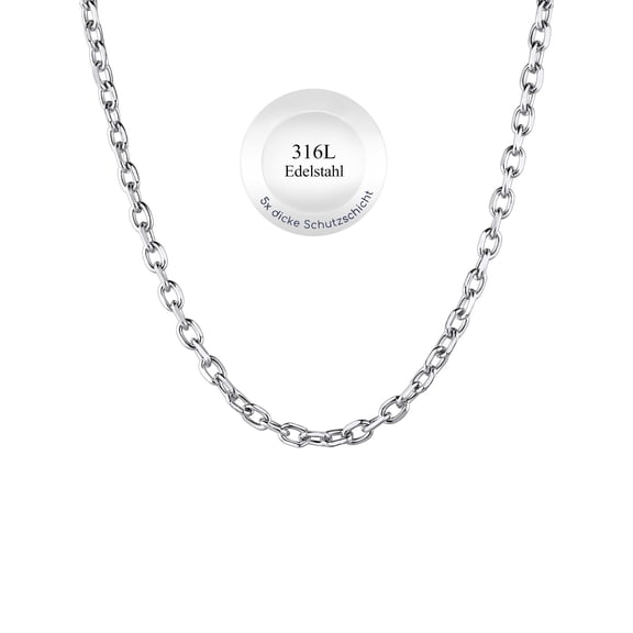 ChainsHouse Silver Chain Necklace for Men Women Rolo Stainless Steel 3mm Mens Necklaces Trendy Jewelry Birthday Christmas Holiday Gifts, 18inch