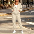 thumbnail image 2 of Jerdar Womens Matching Sweatsuit Zip Up Hoodie Jogger Pants Oversized Drop Shoulder Side Pockets Casual Workout Lounge Fall Winter Outfits XXL, 2 of 9