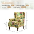 thumbnail image 5 of Upholstered Wingback Armchair Solid Rubber Wood Legs Transitional Home Living Room Bedroom Yellow, 5 of 7
