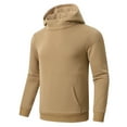thumbnail image 3 of QPNGRP Men's Casual Pullover Lightweight Hoodie Long Sleeve Solid Waffle knitted Hooded Plus Size Khaki M, 3 of 6