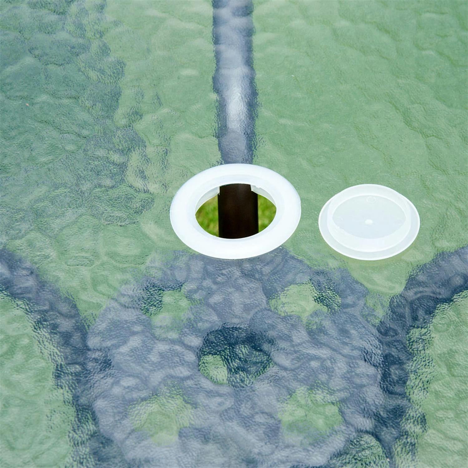 Demi Bonn 6-Piece Outdoor Dining Set with Umbrella, 4 Folding Chairs & Round Glass Table for Garden & Patio, Black