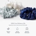 thumbnail image 2 of Fishers Finery 25 Momme 100% Pure Mulberry Silk Large Scrunchies (Navy|Light Blue|White - 3 Pk), 2 of 5