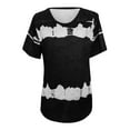 thumbnail image 4 of Womens T Shirts Tie-dye Short Sleeve Basic Crew Tee Summer Casual Blouses Fashion Printed Loose O Neck Tshirts (Small, Black), 4 of 4