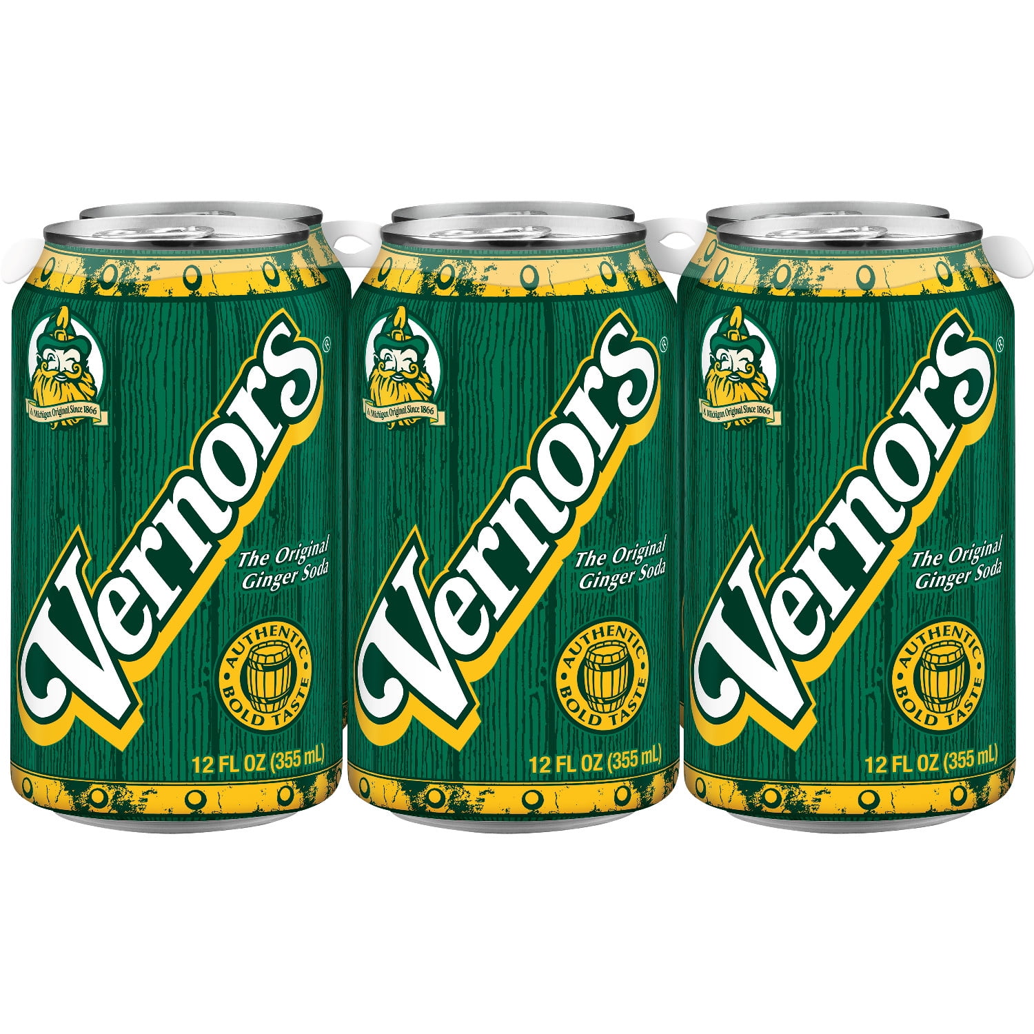 Vernors Ginger Soda, 12 fl oz cans, 6 pack