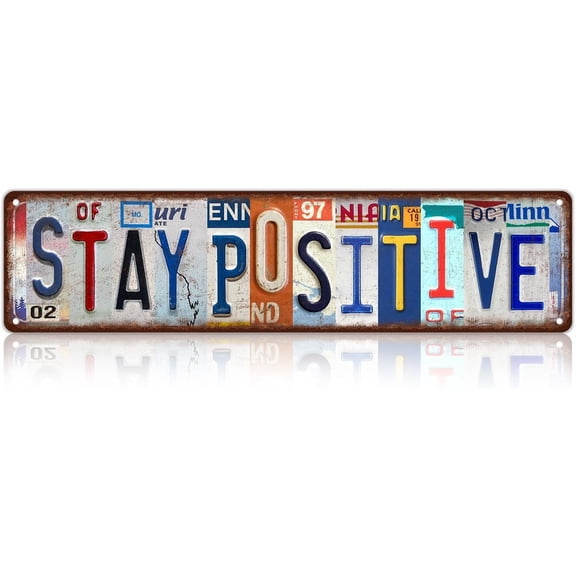 Vintage Stay Positive Wall Decor Street Signs Home Bar Coffee Metal Tin Signs 4x16 Inch
