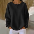 thumbnail image 2 of NMMUED Waffle Knit Tops for Women Womens Oversized Sweatshirt Going Out Tops for Women Crewneck Sweatshirts Women Soft Sweatshirts for Women Sweatshirts for Women Loose Fit Black L, 2 of 5