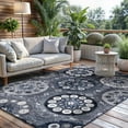 thumbnail image 2 of CAMILSON Spring Bohemian Medallion Floral Easy-Cleaning Non-Shedding Washable Outdoor Indoor Area Rug Navy Blue 9x12, 2 of 11