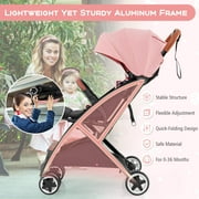 Infans Lightweight Baby Stroller Aluminium Frame w/ Net for Travel Pink