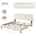 thumbnail image 2 of IdealHouse King Size Bed Frame with Adjustable Headboard, Linen Upholstered Platform, Strong Wood Slats, No Box Spring Needed, Easy Assembly, Beige, 2 of 8