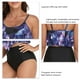 thumbnail image 4 of Traje de baño para mujer, estampado de moda, 2 piezas, doble capa, traje de baño con volantes para mujer, para verano, playa, natación, Top morado con tinte anudado, pantalones cortos negros XXL, 4 of 5