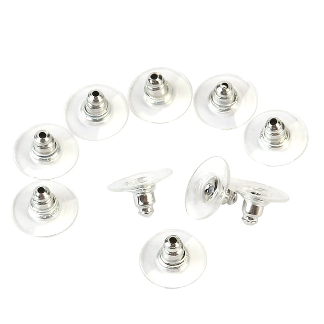 MasteelfCA 50pcs Earrings Backs Clutch With Plastic Pad for Jewelry Use (White K)