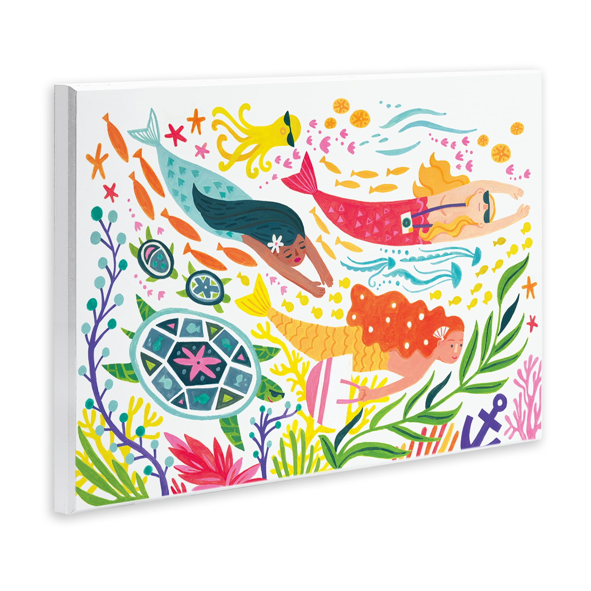 Stupell Industries Underwater Swimming Mermaids Fantasy & Sci-Fi Painting Unframed Art Print Wall Art, 15 x 10