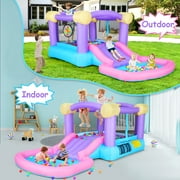 Adnoom Inflatable Bounce House W/470W Blower, Childrens Indoor/Outdoor Jumping Bounce Castle for Kids 3-10 W/Slide, Ball Pit, Dart Game, 50 Ocean Balls, Jump House for Backyard Party Birthday Gift