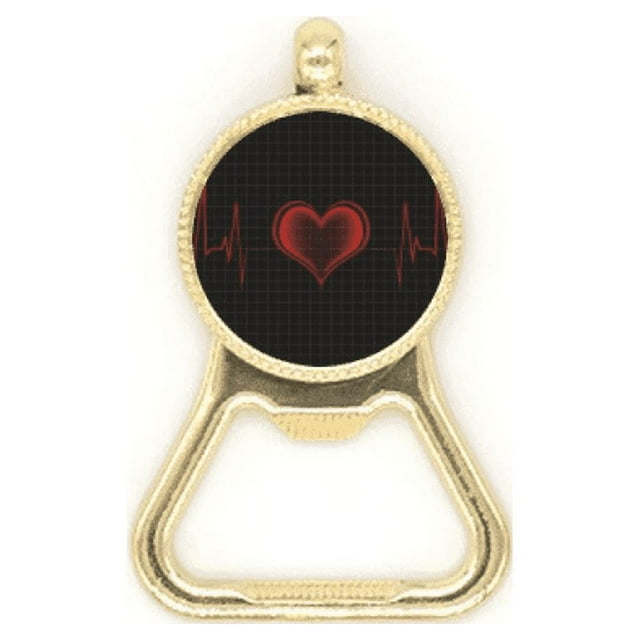 Heart Electrocardiogram Design Beer Bottle Cap Opener Stainless Steel Key Chain