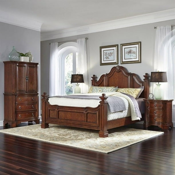 Home Styles Santiago King Bed, 2 Night Stands and Door Chest Walmart