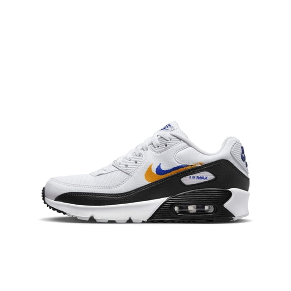 Big Kid's Nike Air Max 90 GS NN White/Deep Royal Blue (FJ4592 100) - 6
