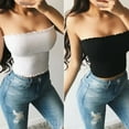 thumbnail image 5 of Women Off Shoulder Elastic Tube Tops Bra Blouse Bandeau Strapless Crop Top Shirt, 5 of 5
