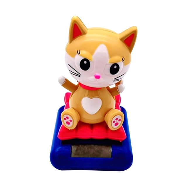 Bobblehead Toy Automatic Friendly No Battery Required Accessories Solar Powered Dancing Figure for Dashboard Yellow Point Ear
