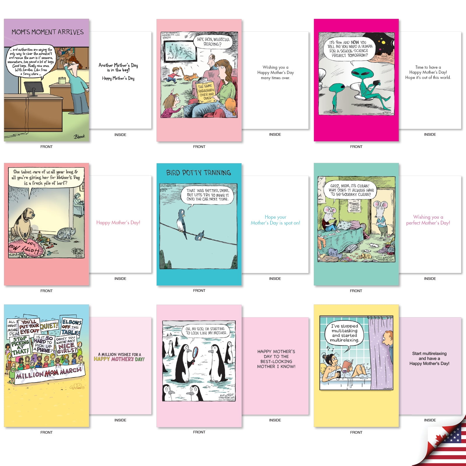 NobleWorks 36 Assorted Box Set Funny Mother's Day Greeting Cards w/5 x 7 Inch Envelopes (36 Designs, 1 Each) Mom Comical Moms AC10889MDG-B1x36