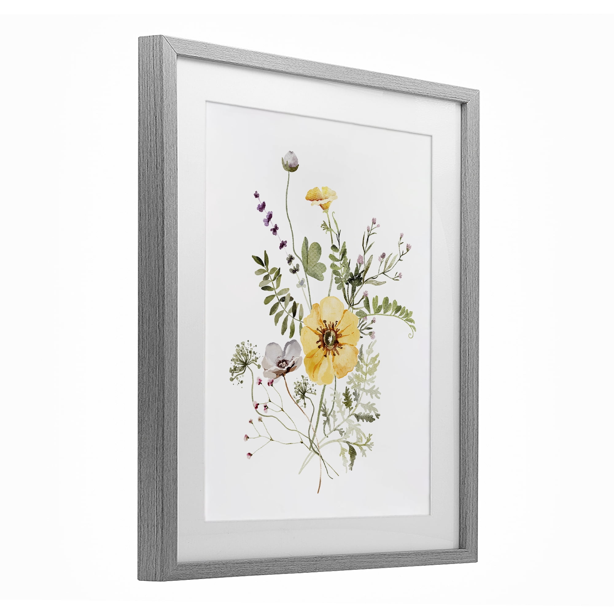 Gardening Herb Blooms Gray Framed Print Under Glass, design by Lettered and Lined