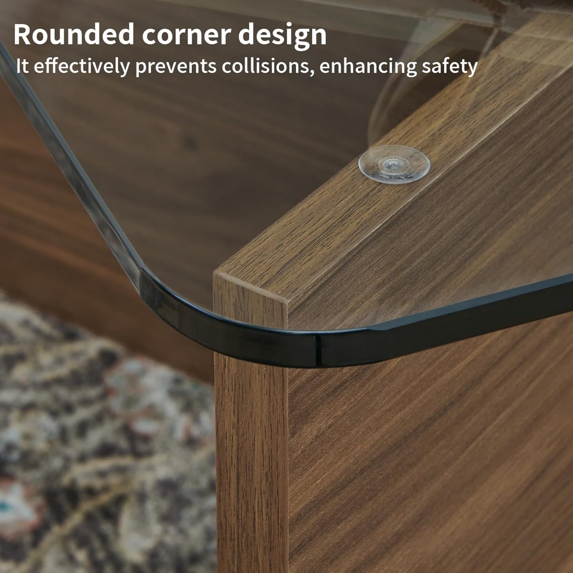 AENKYO Modern 31.5" Square Glass Coffee Table with Tempered Glass Top and Wooden X-Frame Base, Natural Color