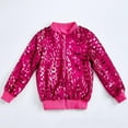 thumbnail image 2 of SELONE Girls Purple Sequin Jacket Zipper Solid Long Sleeve Fall Winter Outwear Hot Pink M, 2 of 4