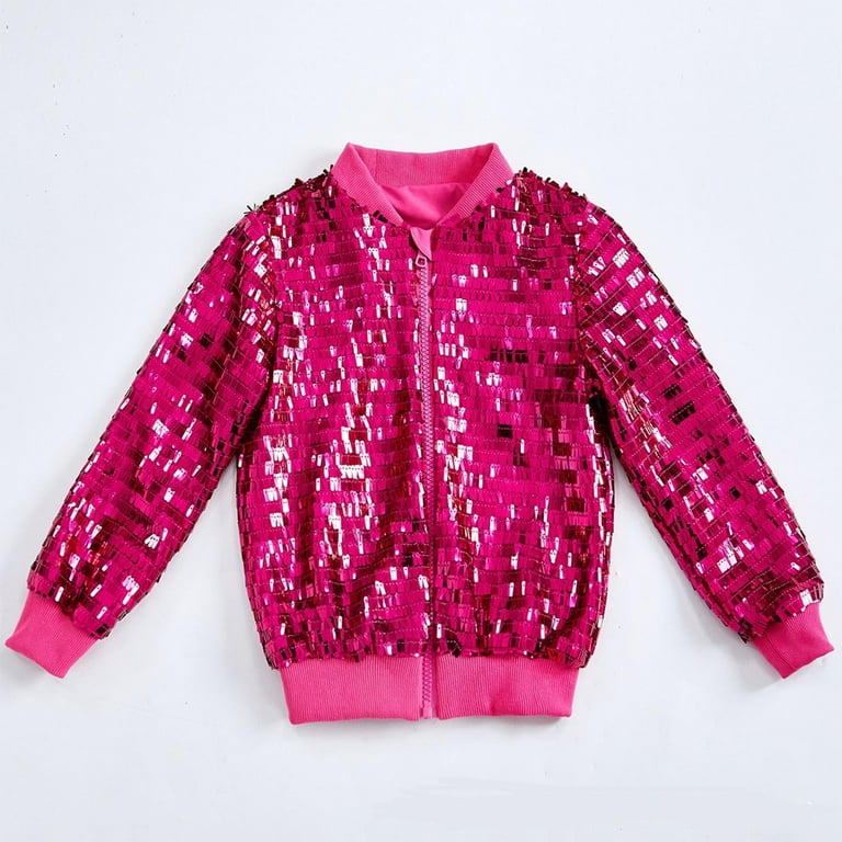Efsteb Girls Jacket Sparkle Sequin Jacket Fall Fashion Glitter