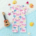 thumbnail image 3 of Hienoo Newborn Girls One-Piece Swimsuit Short Sleeve Cartoon Dinosaur Swimwear Beach Onesie Bathing Suit, 3 of 5