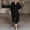 Black, variant on Women's Long Sleeve Dress, Casual V-Neck Long Dress in Soft Cotton Linen Blend for Summer and Spring Wear