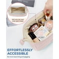thumbnail image 5 of BAGSMART Wide-open Makeup Bag Cosmetic Pouch Organizer Travel Toiletry Bag Essentials Accessories for Women Girls, Pink, 5 of 8
