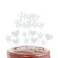 thumbnail image 3 of Gran oferta de Amazon, adornos para tartas de feliz cumpleaños, letras doradas con purpurina y estrellas de amor, juego de decoración de pasteles de fiesta Sincero Hogar, 3 of 6