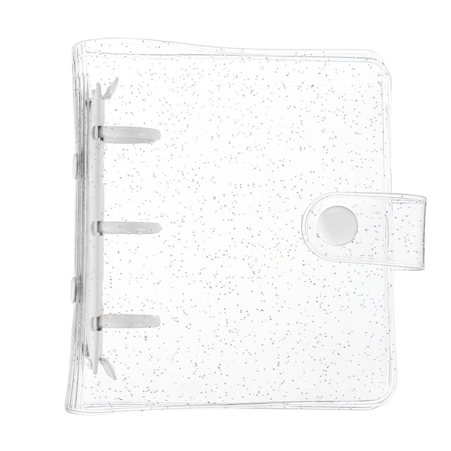 Uxcell Mini Binder Cover, 4.3 Inch Clear Binder Protector 3 Ring Refillable Notebook Binder with Snap Button for Photo Scrapbook Journal Ledger, White