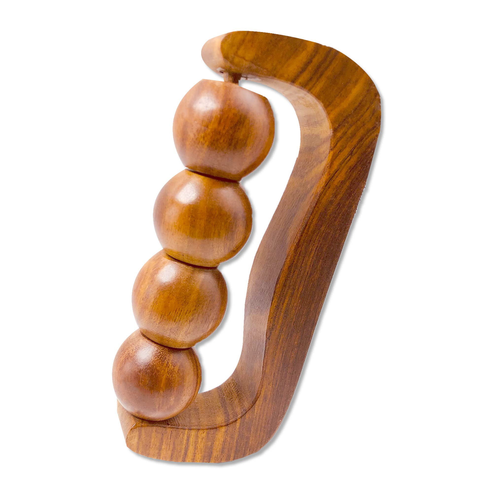 Hathkaam Wooden Massage Roller 7 Rosewood Handheld Unisex Body Massager Tool 4 Wheel Mouse For