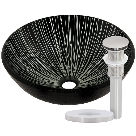 Miseno MNO-530-BN Circular 16-1/2" Glass Bathroom Sink; Brushed Nickel Drain