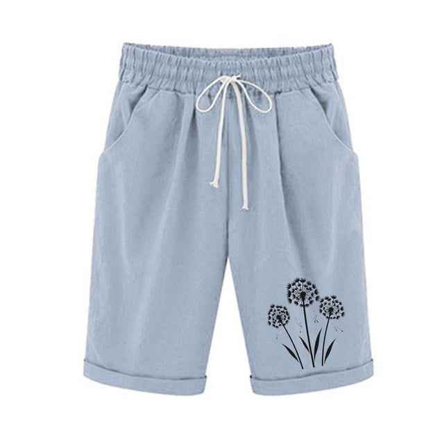 Top and Shorts Sets for Women, Womens Elastic Waist Printing Drawstring Shorts