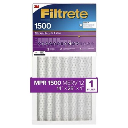 2pk 3M Filtrete 1500 Mpr 14 X 25 X 1  Bacteria And Virus Air Filter 4Pk